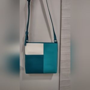Vera Bradley teal & white colorblock crossbody bag NWT